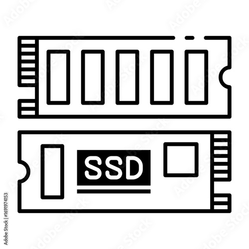 This SSD icon is suitable for Computer Component.