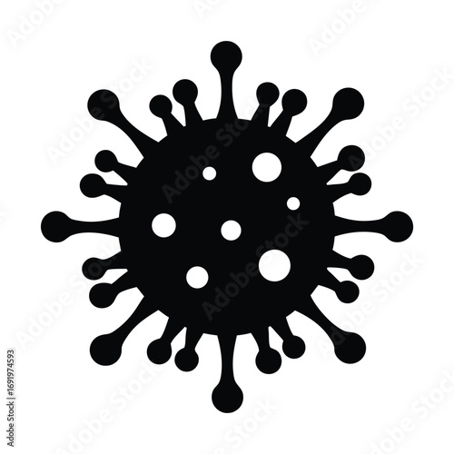 Black and white coronavirus covid pandemic virus disease infection medical health symbol design