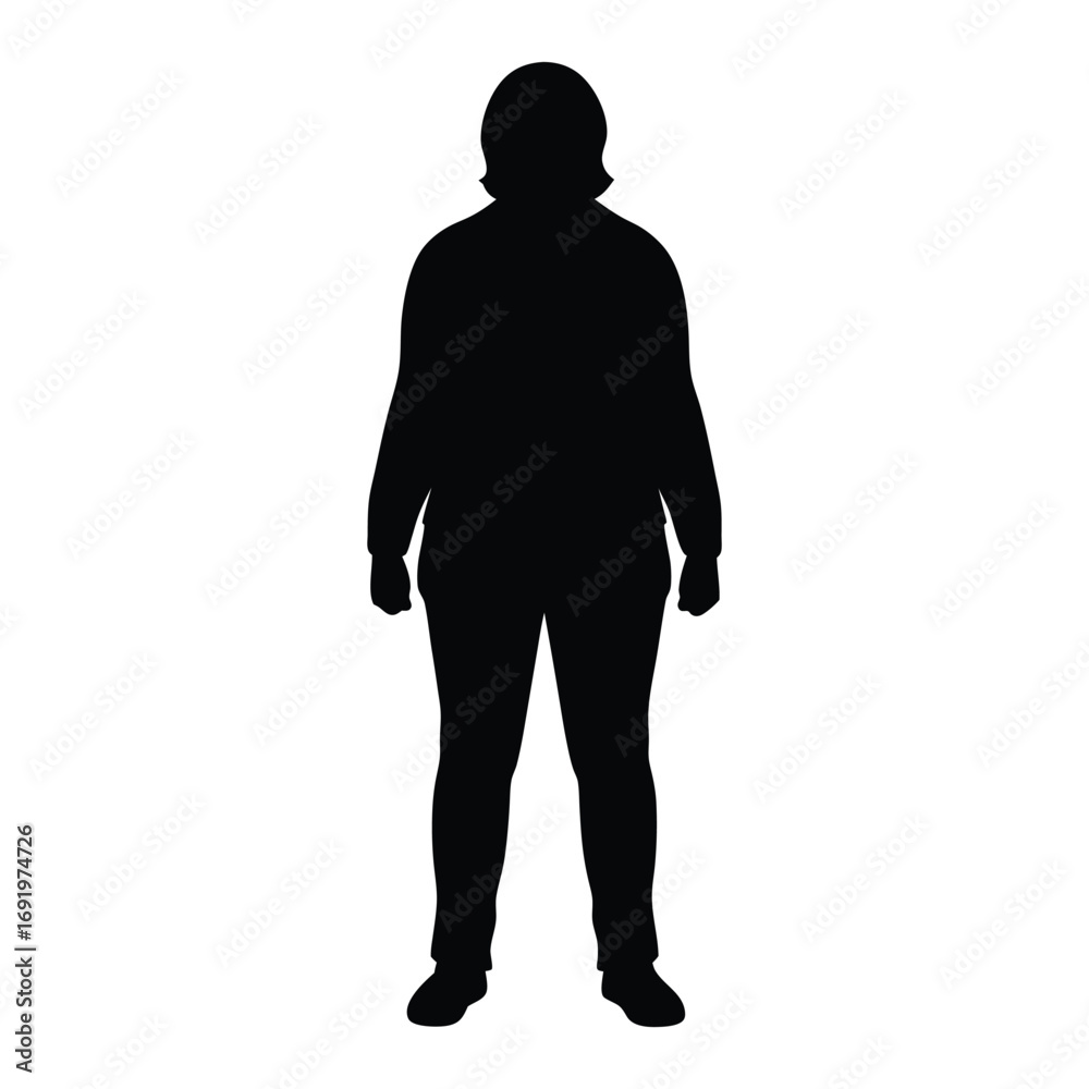 Obraz premium Full body silhouette of woman standing vector illustration for fashion design and art projects
