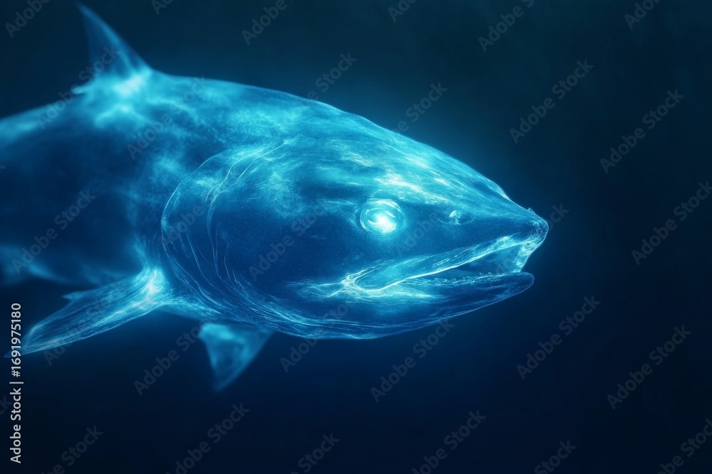 Fototapeta premium Dramatic underwater scene of deep-sea life