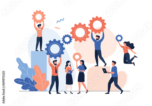 Teamwork collaboration building blocks for shared success and project completion