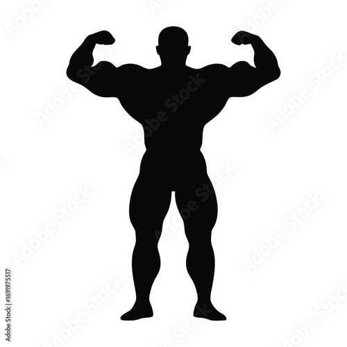 Bodybuilder posing silhouette vector illustration for fitness and bodybuilding enthusiasts design