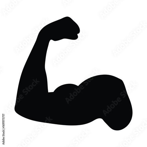 Strong arm biceps muscle fitness gym workout bodybuilding power exercise strength training icon vector