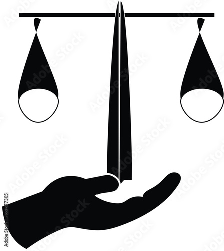 hand and law icon for justice day balance glyph symbol vector illustration, 