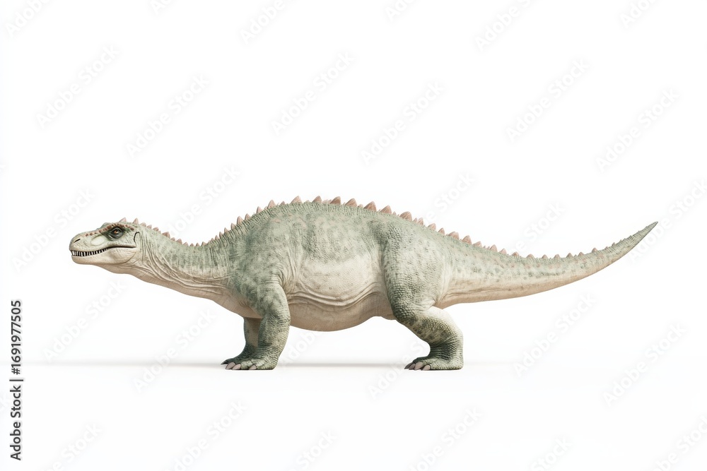 Obraz premium Realistic iguanodon dinosaur on white background for educational and design use