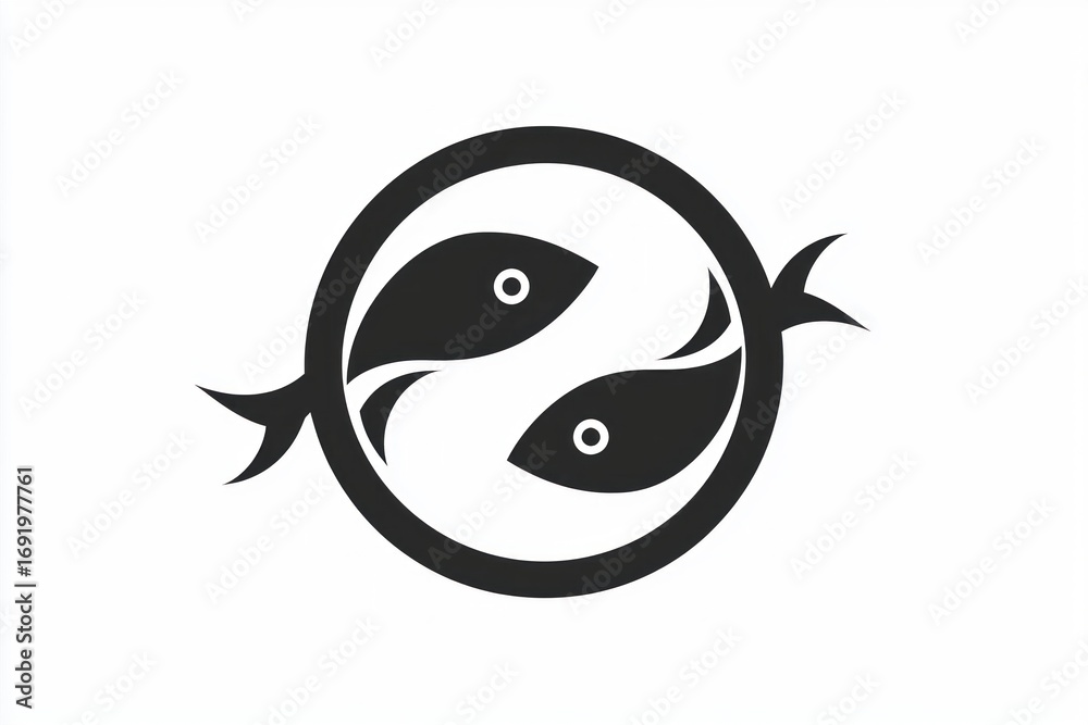 Obraz premium Pisces Zodiac Sign Isolated On White Background. Horoscope. Pisces Horoscope Symbol. Astrological Pisces Design. Pisces Sign Icon. Detailed Pisces Zodiac Emblem Isolated. Astrology.