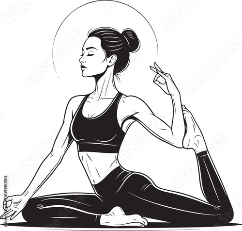 Serene Yoga Pose: Woman Meditating in Pigeon Pose