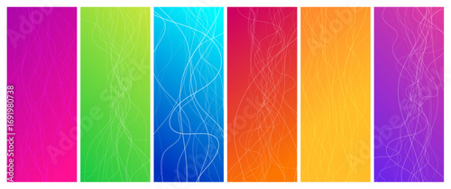 Set of abstract gradient backgrounds with wave beams