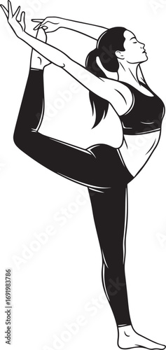 Elegant Woman in Dancer Pose Yoga Illustration