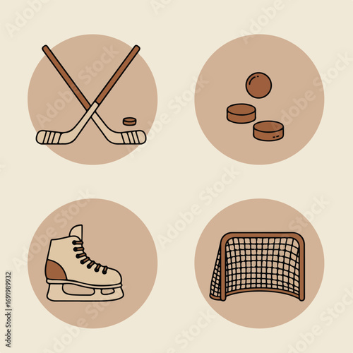 Hockey icons on circles