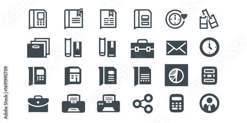 Flat Office Icons Set – Business and Productivity Symbols Collection