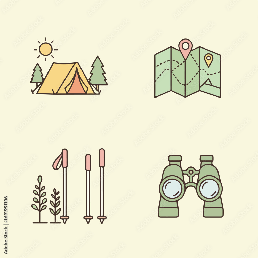 Fototapeta premium Camping essentials icons (2)