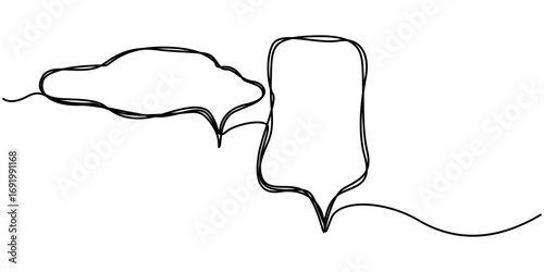 Continuous line drawing of speech bubble, Illustration of speech bobble drawn with outline. 