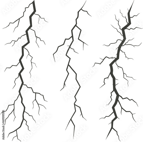 Lightning Style Broken Crack Vector Art Silhouette
