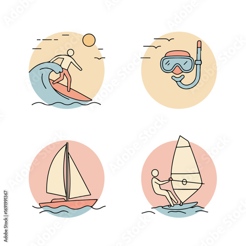 Sea activities icons