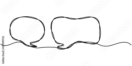 Continuous line drawing of speech bubble, Illustration of speech bobble drawn with outline. 