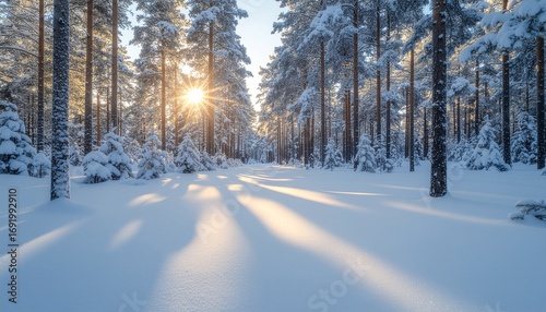 Winter Snow Scene - Minimalist Forest Landscape