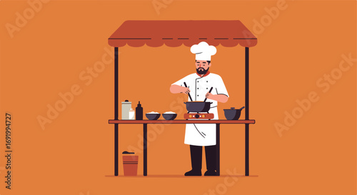 Cooking stall chef
