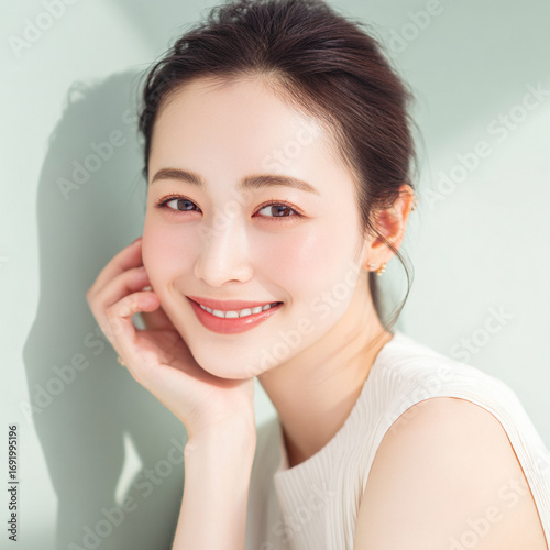 健康的な白い歯を見せている笑顔の女性