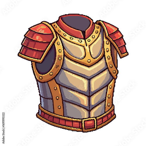 Create Bold Stroke Pixel Armor Chestplate Professional Photo Suitable for Design