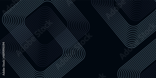 Blue lines glowing with dark background. Geometric shapes lines. Digital concept technology. Modern design.