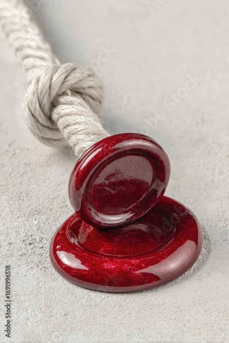 Wax seal and rope knot on stone