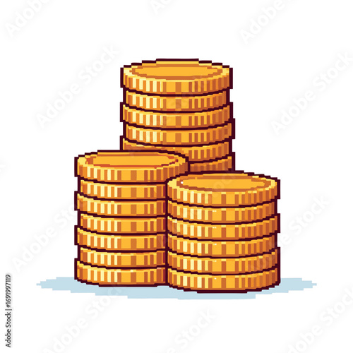 Featuring Create Bold Stroke Pixel Coin Stack Backg Crisp Professional Photo