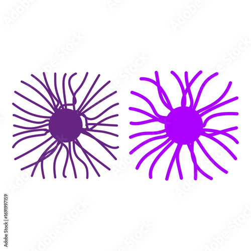 Neural network illustration. Brain neuron synapse. Scientific Vector concept. Purple nerve cell. EPS 10.