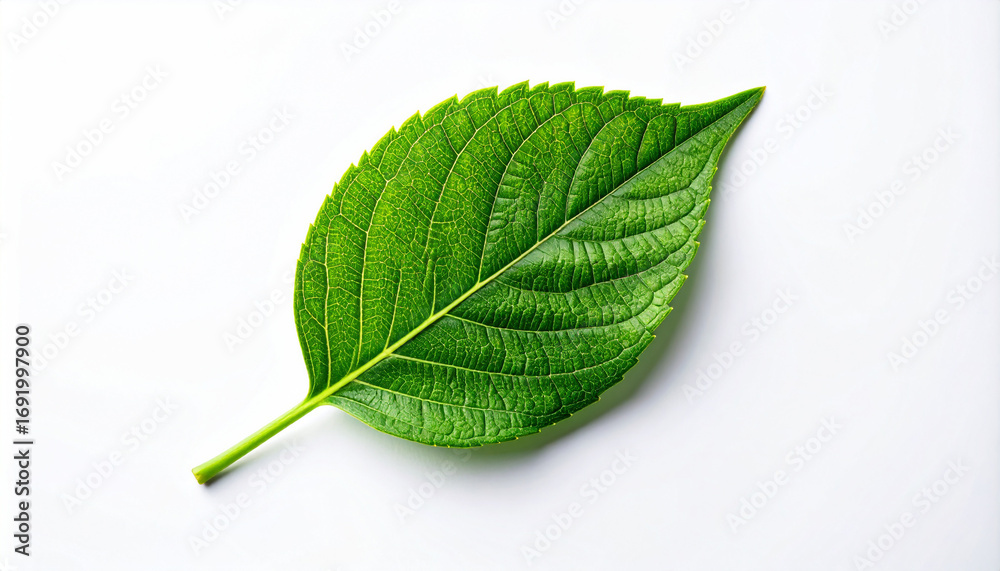 Obraz premium green leaf on a white background