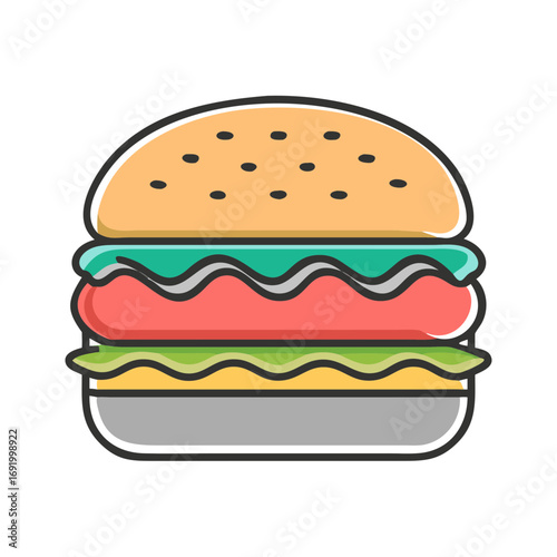Hamburger flat design isolated on white background