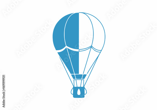 Two color vector of floating hot air balloon abstract, white background