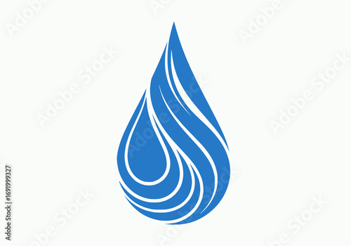 Vector of abstract water drop with lines, two colors, white background