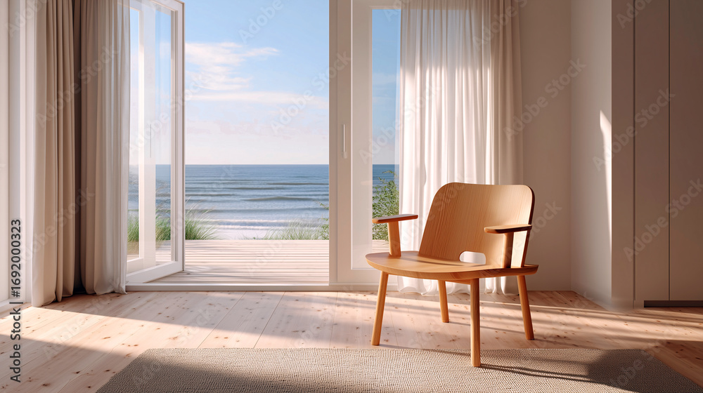 Obraz premium Coastal Calm: A Room with a View