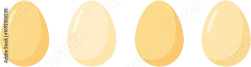 Four light brown chicken eggs lined up in a row with subtle variations vector