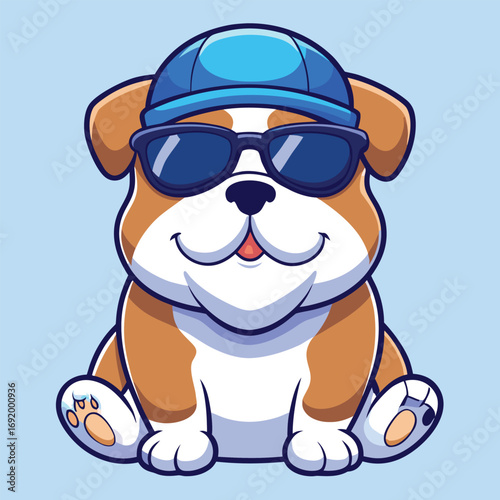 Cute bulldog cartoon vector icon illustration animal fashion icon concept isolated flat cartoon style suitable for web landing page banner