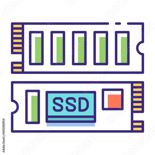 This SSD icon is suitable for Computer Component.