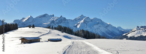 Fotografie Winter hiking and sledging trail,  Wispile