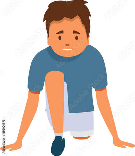 Determined young athlete in starting position, ready to sprint, embodying the spirit of competition and athleticism