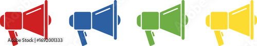 Four colorful megaphones announcing messages loudly and clearly communication and promotion vector
