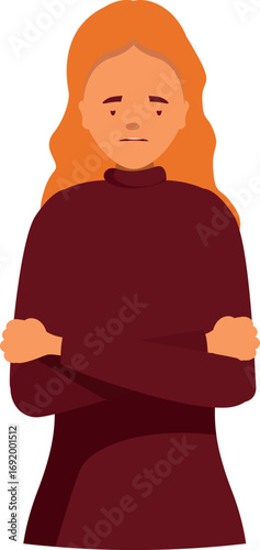 Young woman is crossing her arms and feeling frustrated and anxious