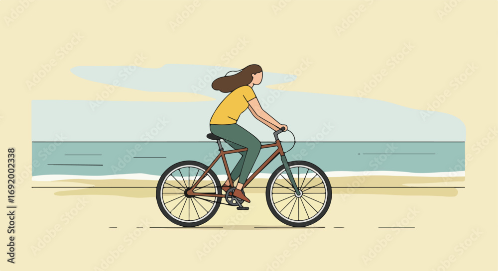 Fototapeta premium Cyclist near ocean