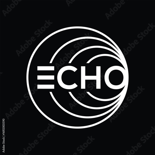 Echo typography text logo design, word mark echo icon graphic, circle symbol concept