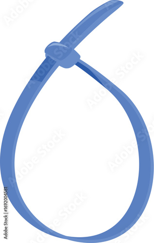 Nylon cable tie in light blue color, locking mechanism detail