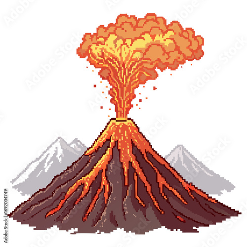 Showcasing Create Bold Stroke Pixel Volcano Eruption Elegant High-Quality Stock Image