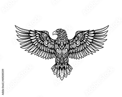 Eagle with spread wings illustration isolated on white background