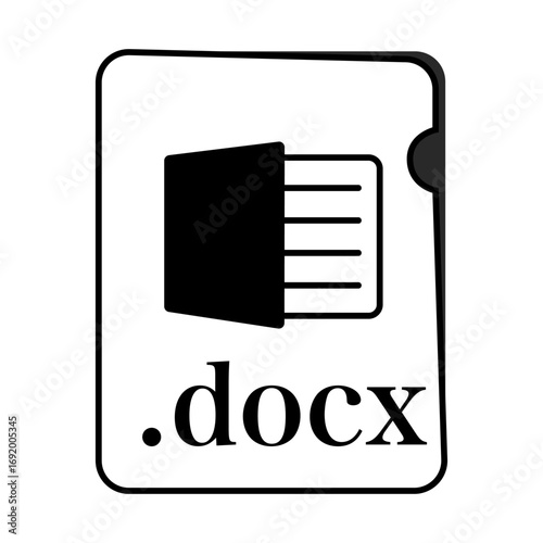 DOCXファイル形式 ドキュメントファイル モノクロ〜DOCX file format, document file, monochrome〜