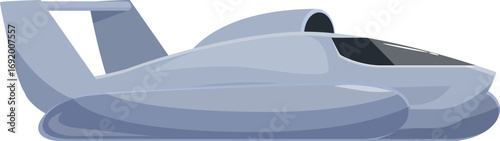 Side view of a hovercraft gliding smoothly, showcasing its innovative transportation design