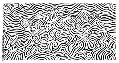 Organic Swirl Line Pattern Background – Hand‑Drawn Abstract Fluid Waves Vector Texture for Modern Design