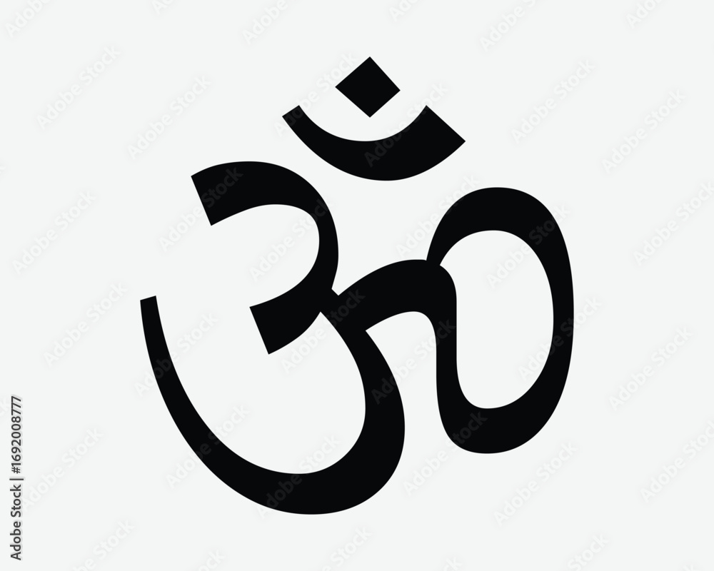 Fototapeta premium Hindu Religion Sign. Black Icon for Hinduism. Indian religious temple symbol of India for worship. Holy traditional spiritual graphic image for faith