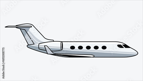 Illustration of a sleek private jet in flight, perfect for business travel and luxury experiences, ready for takeoff
